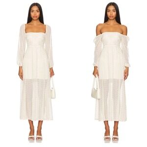 FREE PEOPLE Malina Maxi Dress Cream NWT Size Medium $198 Sheer Lined Eyelet